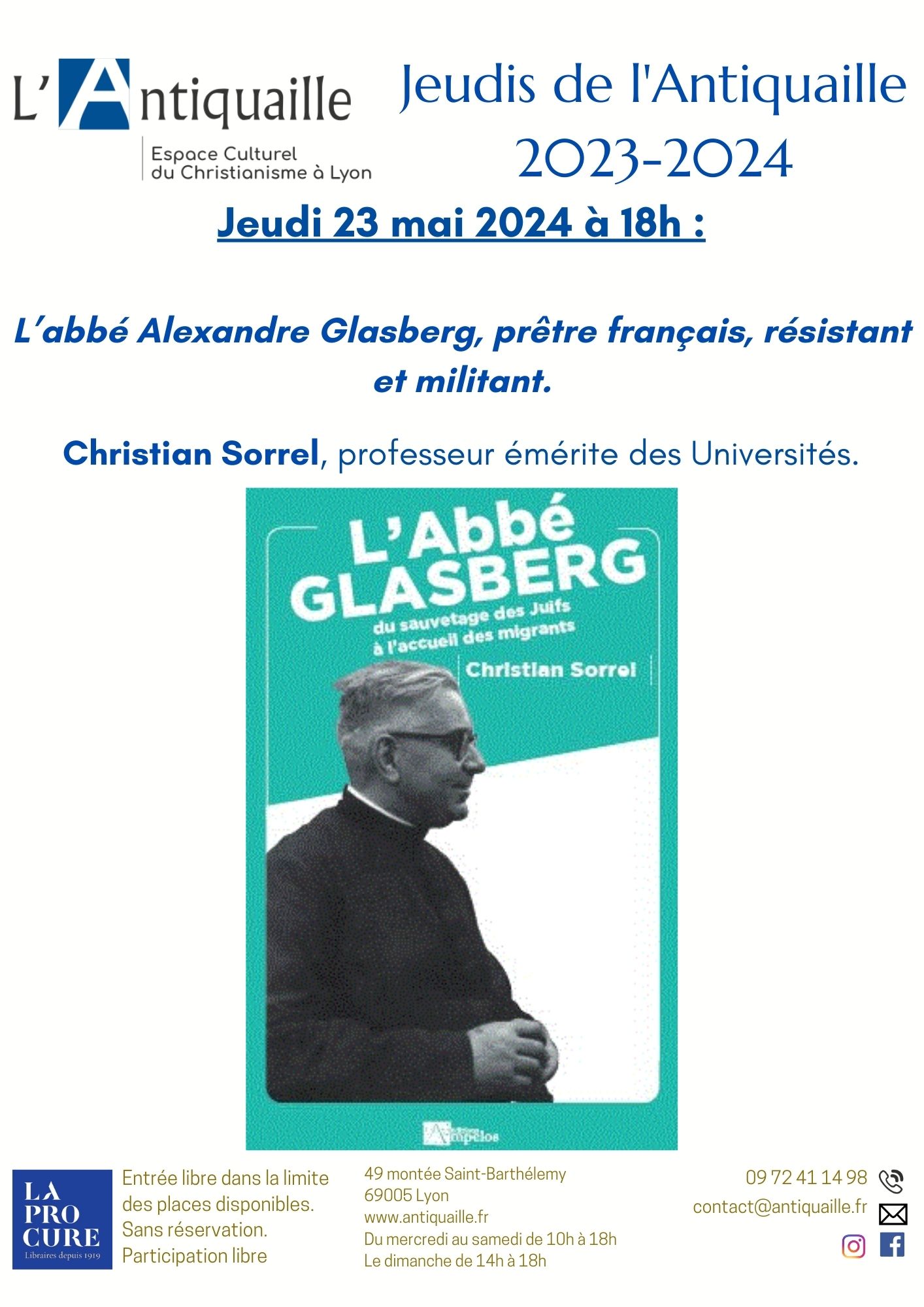 Conférence de l’Antiquaille : l’abbé Alexandre Glasberg, prêtre français, résistant et militant.