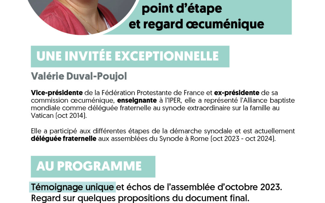 Synode sur la synodalité, point d’étape et regard œcuménique.